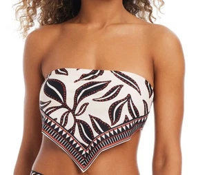 Bar III Resort Daze Damen Schal Bandeau Bikini Oberteil, Elfenbein Print Large Neu mit Etikett - Bild 1 von 8
