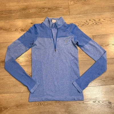 Nike Running Half Zip Pullover Thumbhole Blue Small S Activewear Top Womens - Image 1 of 4