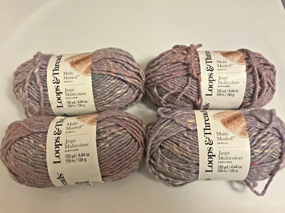 Lot Of 4 Multi Marled Yarn by Loops & Threads Aster 5 Bulky Acrylic - Image 1 of 3
