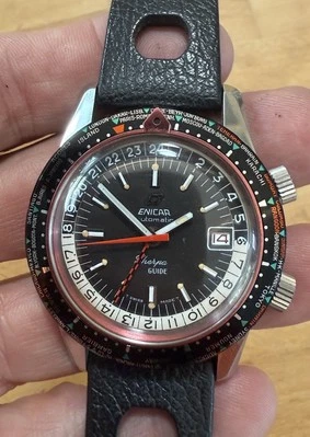 Enicar Sherpa Guide World Timer 148-36-01 Diver Watch Mint - Image 1 of 4
