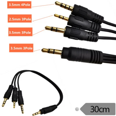 3.5mm Male to 3.5mm 3 Pole TRRS 4 Pole 2.5mm 3 Pole TRS Male Audio Adapter Cable - Image 1 of 4