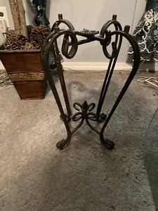 Wrought Iron Glass Top Table & It Folds Up - Picture 1 of 5