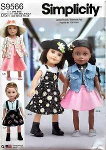 Simplicity Pattern S9566 18" Doll Clothes Assorted Styles - Picture 1 of 2