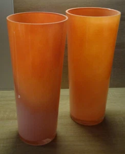 2 sehr große Dekovasen oder Blumenumtöpfe Glas apricot oder rosa NP 80,00 € - Bild 1 von 4