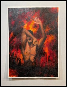 HELL Painting - Anguish Painting / study- on paper - Picture 1 of 10