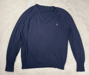 Suéter retro vintage Christian Dior para hombre azul medio usado cuello en V - Imagen 1 de 9