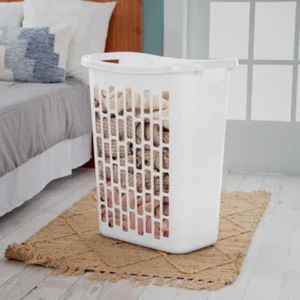 Mainstays Rectangular Open Hamper Plastic Adult, White - Picture 1 of 9