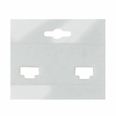 100 White Plastic Jewelry Earring Cards Clip on Earring Cards 2" x 2" - Image 1 of 2