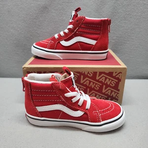 VANS KIDS Sk8-Hi Zip Racing Red/True White VN0A4BV1JV6 Sz 9.5 Toddler NIB - Picture 1 of 7