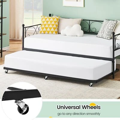 Cama de día doble con nido extraíble, soporte de listones de acero premium, dormitorio con cama doble Foto 1 de 4