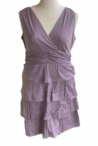 Nuevo con etiquetas Vestido Talbots 16 Sin Mangas En Niveles Volantes Algodón Polvoriento Púrpura Lavanda - Imagen 1 de 9