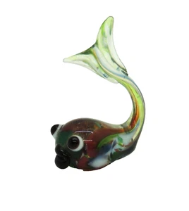 Mini Mundgeblasen Glas Fisch Mehrfarbig Große Lippen & Augen Kunstglas Bunt Fisch - Bild 1 von 11