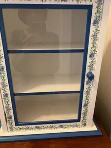 Laura Ashley Shelf BookCase Cubby Wood Curio with glass door - Picture 1 of 8