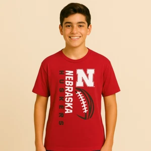 Nebraska Cornhusker Football Youth Long Sleeve T Shirt Cotton Red XL 18/20 Gen2 - Picture 1 of 9