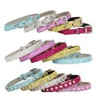 Leather Bling Rhinestone Cats Collars Cat Diamond Necklace  For Cats Dogs Puppy