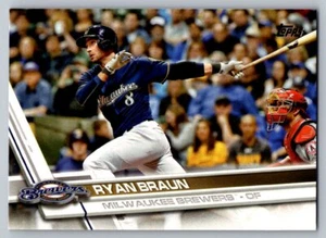 2017 Topps Base # 220 - Ryan Braun - Milwaukee Brewers - Picture 1 of 2