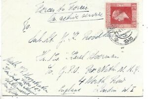 1946 NETHERLANDS 7 1/2C ISOLATED ON COVER FROM FORCES ON ACTIVE SERVICE TO ENGLA