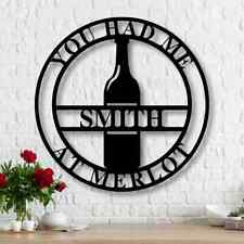 Personalized Metal Wine Bottle Name Sign Home Wall Decor Best Decorative Gift