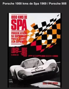 Porsche 908 1000 kms de Spa 1969. ¡Póster de coche reimpreso con licencia especial 2022! - Imagen 1 de 1