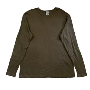 NWT Vintage 90s Utility Ribbed Thermal Top Womens XL Green Long Sleeve Pullover - Picture 1 of 9