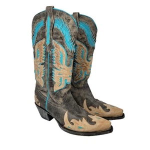 Corral Stiefel Damen 7,5 Eagle Overlay Antique Saddle Türkis Snip Festival - Bild 1 von 15