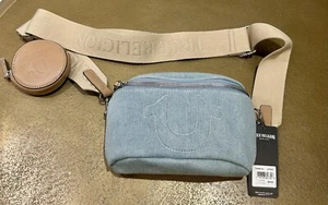 Neu True Religion genähte Hufeisen Crossbody/Gürteltasche mit Tasche - Denim - Bild 1 von 11