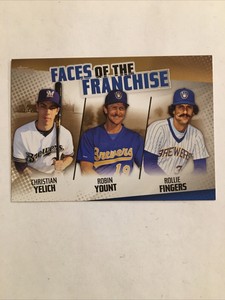 2019 Topps Faces of the Franchise Gold #ed 8/50 Fingers/Yount/Yelich Brewers