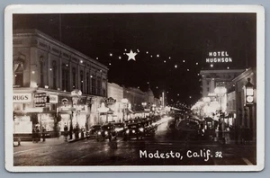 Natale Modesto CA Downtown WWII 1943 militare libero esercito USA annullo cartolina B6 - Foto 1 di 2