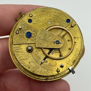 Movimiento Reloj Bolsillo 46.5mm Wherly Sheraton Sunderland Patente Mejorada Fusible - Imagen 1 de 22