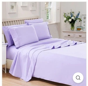 Lux Decor 6 Piece Bedsheet Set  Soft Deep Pocket Hotel Luxury Bed Twin Purple - Picture 1 of 3