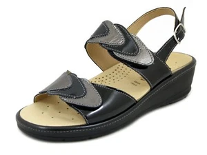 Sandali Donna Neri con Strap Ortopedici Plantare Estraibile CINZIA SOFT - Picture 1 of 5
