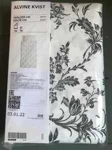Ikea Alvine Kvist White/Grey/Black Floral Single Duvet Cover Set 150x200cm NEW - Picture 1 of 7