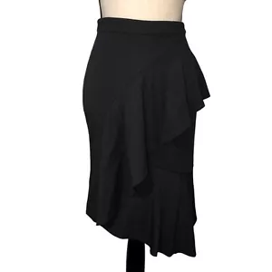 Bordeaux Skirt Size 4 Asymmetrical Gray Ruffle Stretch Raw Edges Back Zip Artsy - Picture 1 of 6