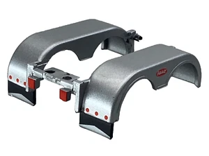 1/64 DCP PARTS SILVER PETERBILT 359/379/389 REAR WTI FENDERS W/ LIGHTS - Picture 1 of 3