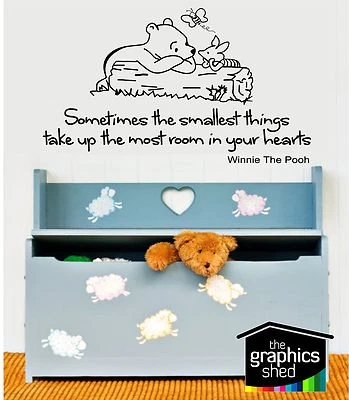 winnie the pooh wall sticker art cute kids nursery piglet fun baby infant quote1 - Image 1 of 4