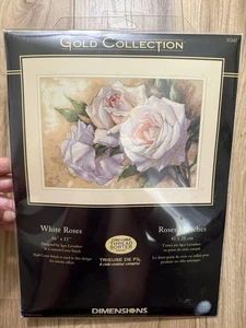 Dimensions Gold Collezione Rose Bianche #35247 Punto Croce Contato 16x11 Nuovo - Foto 1 di 4
