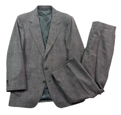 VTG 90s Black White Plaid 40S 32x28 2pc Pant Suit USA 100% Wool Pleated Mens - Image 1 of 4