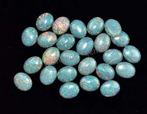 25 Pcs Natural White Fire Opal Play Of Color 10x8 MM Oval Certified Gemstone - Picture 1 of 7