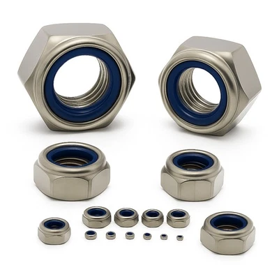 DIN 985 Sicherungsmuttern Edelstahl selbstsichernd Nylonring Stoppmuttern V2A VA - Bild 1 von 4