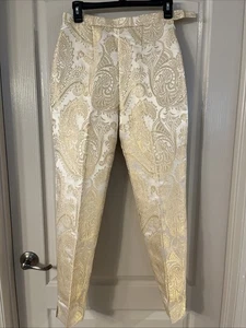 Escada Couture taglia 40 donna broccato oro seta, acrilico, rayon poliestere vita 26 - Foto 1 di 11