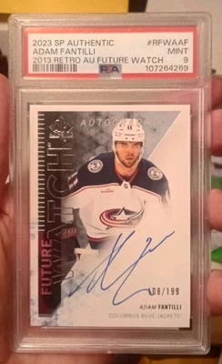 Adam Fantilli 2023 SP Authentic Retro Future Watch AUTO RC /199 PSA 9 - Image 1 of 2