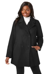 Jessica London Women's Plus Size A-Line Wool Peacoat - Picture 1 of 11