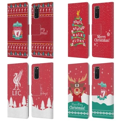 LIVERPOOL FC LFC FESTIVE CHRISTMAS PU LEATHER BOOK CASE FOR SAMSUNG PHONES 1 - Image 1 of 4