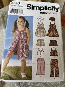 Simplicity 5540 Sewing Pattern Child’s Top/Pants Or Shorts & Hat Multi Sizes - Picture 1 of 5