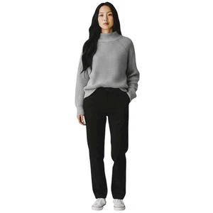 Eileen Fisher Funnel Neck Sweater Womens M/M Organic Cotton Gray Oversized Fit - Picture 1 of 15