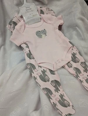 Bebe Bonito Light Pink Fox Sleepsuit Vest 2-Piece Set Baby Girl BNWT NEWBORN - Image 1 of 4
