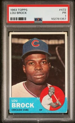 Lou Brock 1963 Topps 2nd Year #472 HOF Pop 10 Vintage Iconic Card PSA 1 - Image 1 of 2