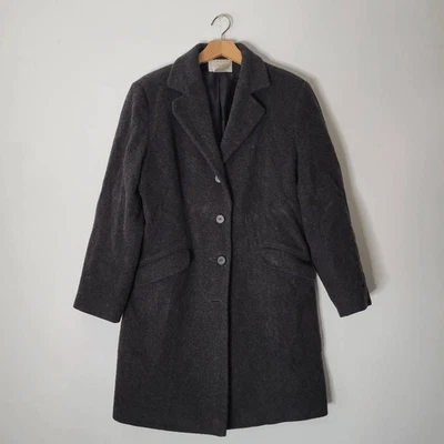 Casaco longo Worthington 100% lã carvão feminino médio vintage clássico botão F - Imagem 1 de 4