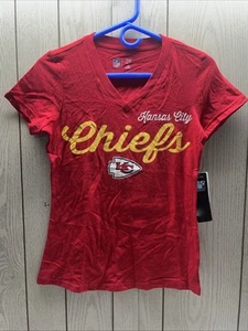Kansas City Chiefs NFL Team Apparel Women's T Shirt V Neck XS NWT - Picture 1 of 7