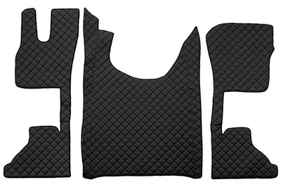 Schwarz Gesteppt Eco Leder Fußmatten + Motorabdeckung für DAF Xg / + 2021 + LHD - Bild 1 von 4